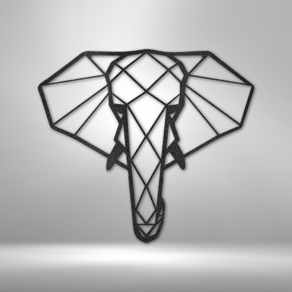 Geometric Elephant Steel Sign Laser Cut Powder Coated Home & Office Metal Wall D